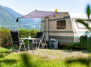 Camping Völlan pitch caravan South Tyrol mountains