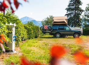 Camping Völlan Dachzelt Zelten Stromanschluss Berge Südtirol