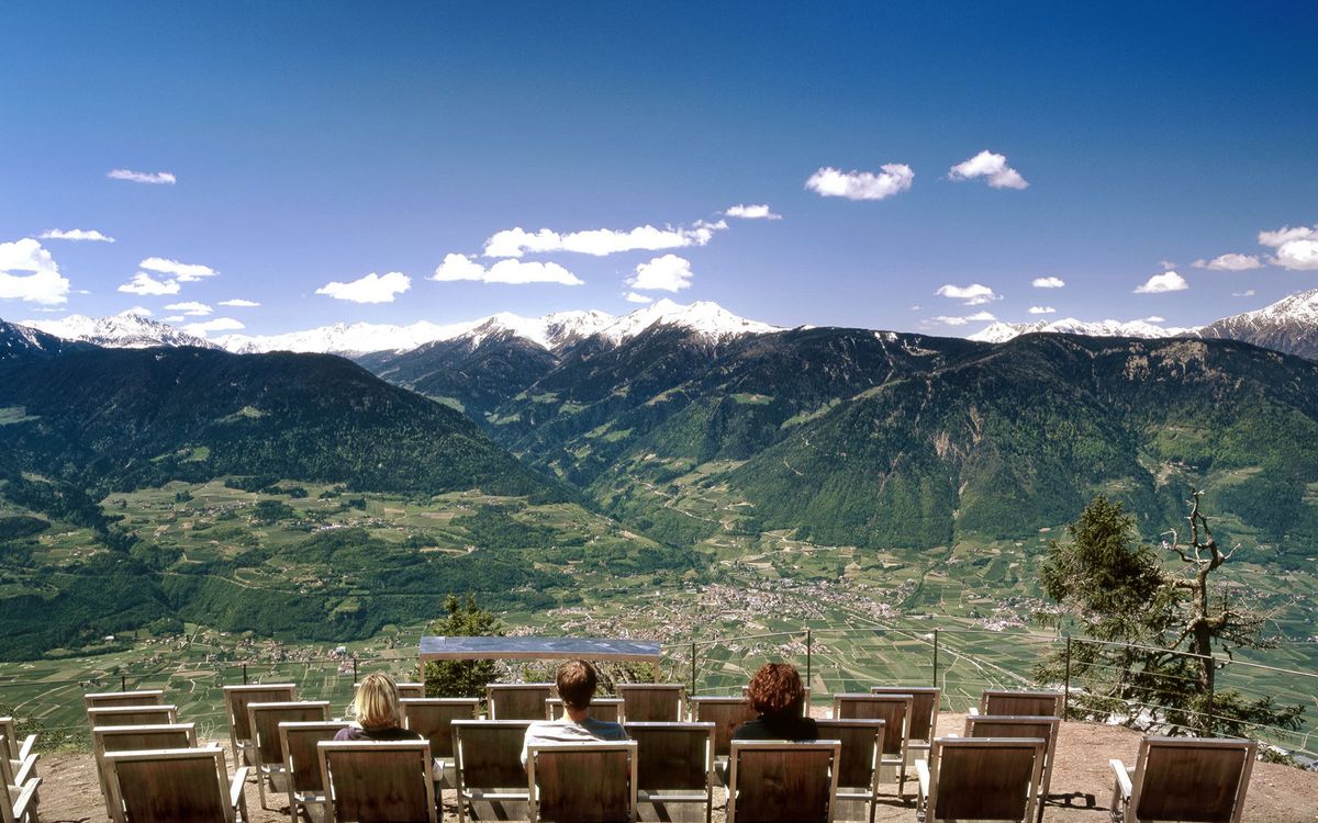 Knottnkino Meran Vöran Berge Aussicht Wandern Camping völlan